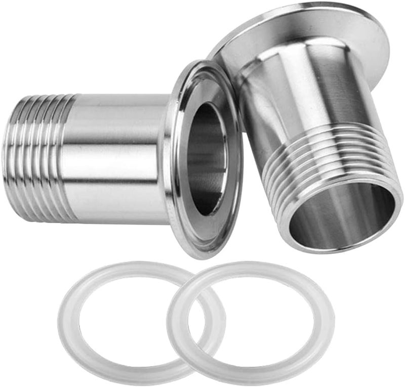 Fitvell Stainless Steel Sanitary Pipe Fitting 1" NPT Male Thread to 1.5" Tri Clamp 50.5mm Ferrule OD Sanitary Home Brew Adapter Connector (pack of 2) - Image 1